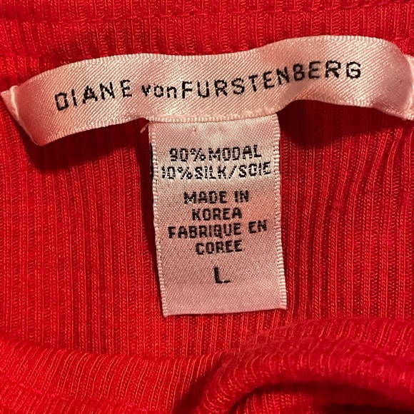 Diane Von Furstenberg Strapless Tunic Top Size L Orangey-Red - Picture 3 of 5